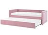 Corduroy EU Single Trundle Bed Pink MIMIZAN _799190