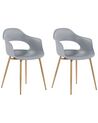Conjunto de 2 sillas de comedor gris claro/madera clara UTICA_775240