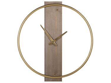 Nástenné hodiny ø 47 cm zlaté v svetlom dreve CASITAS
