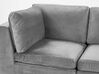 Left Hand 4 Seater Modular Velvet Corner Sofa with Ottoman Grey EVJA_789060