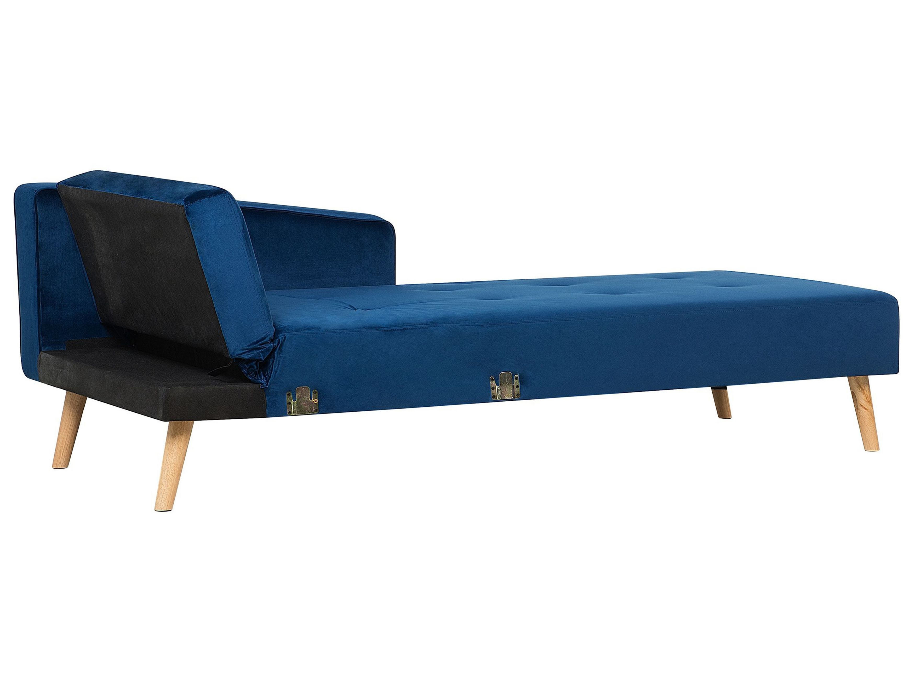 Left Hand Velvet Corner Sofa Bed Blue VADSO Beliani.co.uk