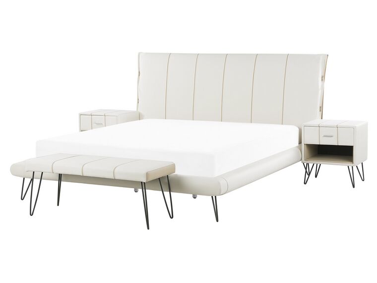 Súprava nábytku do spálne z umelej kože 160 x 200 cm biela BETIN_789125