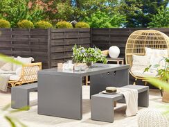 Puutarhakalustesetti 4 hengelle harmaa betoniefektillä TARANTO