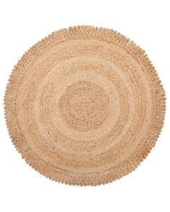 Round Area Rug ⌀ 140 cm Beige with Black ARTORA | Beliani.co.uk