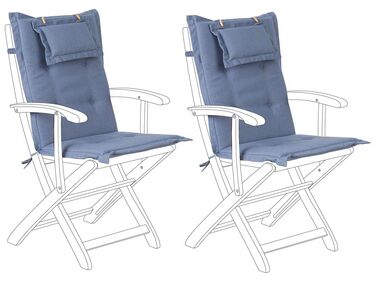 Lot de 2 coussins en tissu bleu pour chaises de jardin MAUI