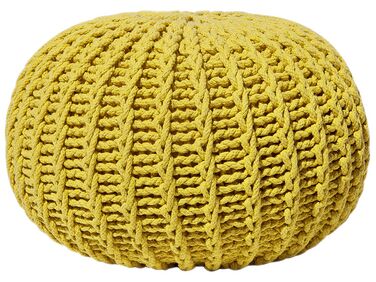 Cotton Knitted Pouffe 50 x 35 cm Yellow CONRAD II