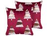 Conjunto de 2 almofadas decorativas com padrão natalício em veludo vermelho 45 x 45 cm GOLDSPRUCE_879391