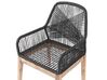Set de jardin table carrée en fibre-ciment gris et 4 chaises noires OLBIA_809625