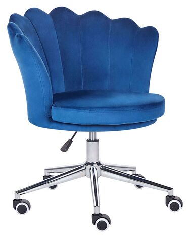 Krzesło biurowe regulowane welurowe niebieskie MONTICELLO