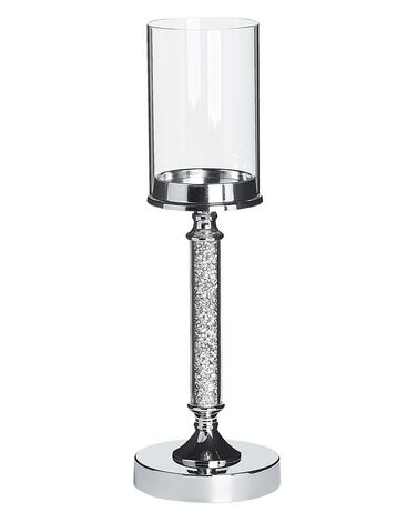 Glass Hurricane Candle Holder 41 cm Silver ABBEVILLE