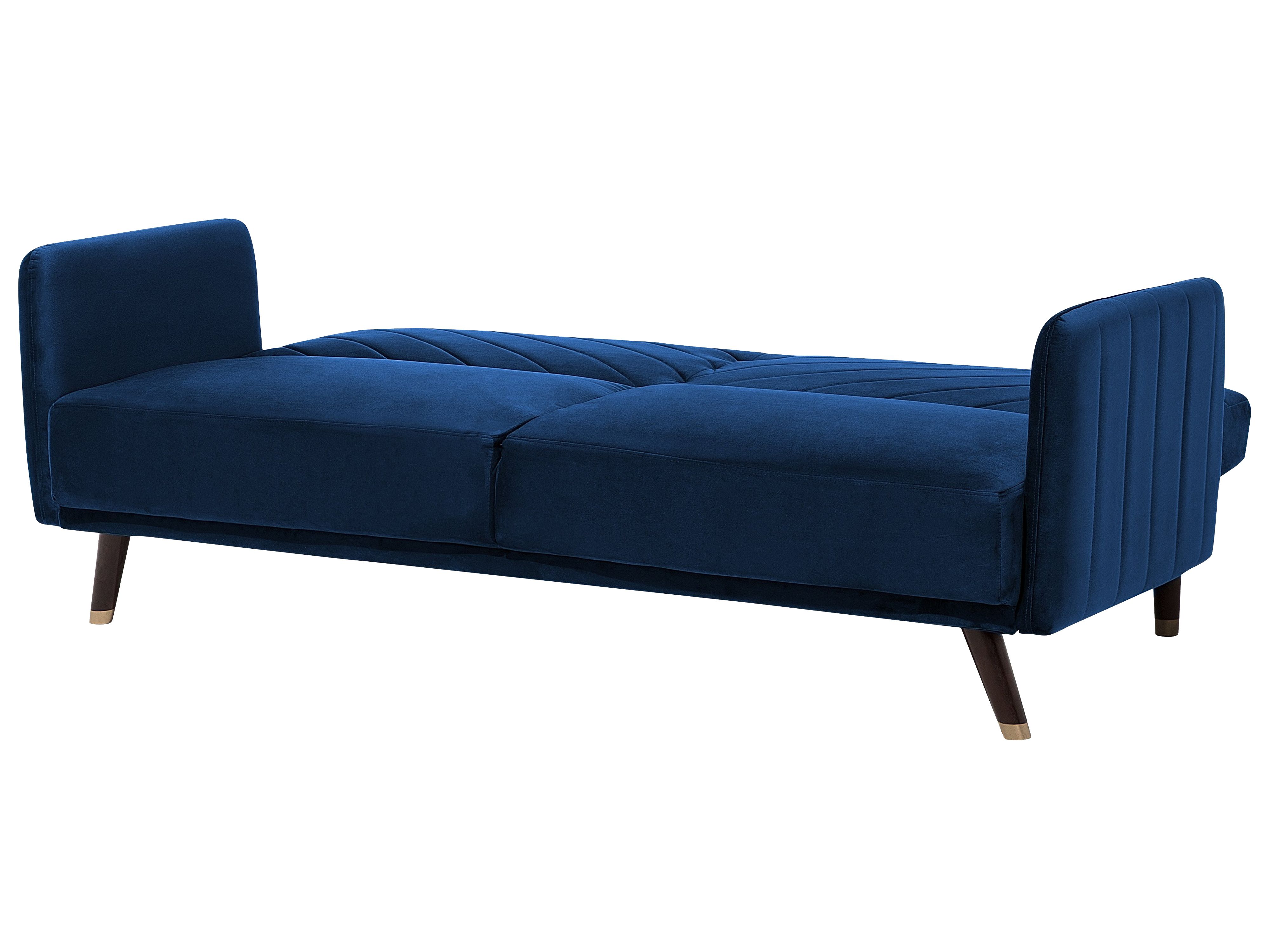 Sofa rozkładana welurowa niebieska SENJA