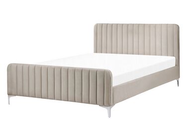 Sametová čalouněná postel s roštem 140 x 200 cm šedá LUNAN