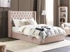 Łóżko z pojemnikiem welurowe 160 x 200 cm różowe LUBBON_833878
