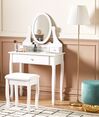 Sminkbord med spegel och pall vit ASTRE_830252