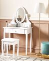3 Drawer Dressing Table with Oval Mirror and Stool White ASTRE_830252