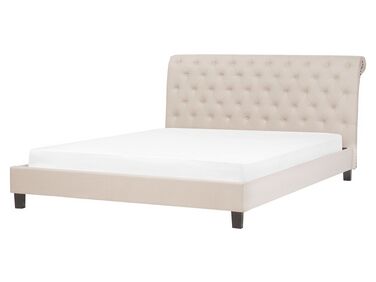 Luxusní béžová čalouněná prošívaná postel Chesterfield 160x200 cm REIMS