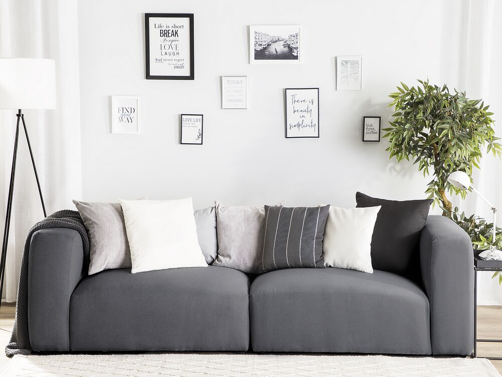 3 Seater Fabric Sofa Dark Grey Rauma Ex Factury At Fair Right To Return Within 100 Days 3 Seater Fabric Sofa Dark Grey Rauma, What Color Cushions Go With Dark Grey Sofa