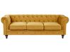 3 Seater Velvet Fabric Sofa Yellow CHESTERFIELD_778709