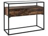 2 Drawer Glass Top Console Table Dark Wood and Black MAUK_829048