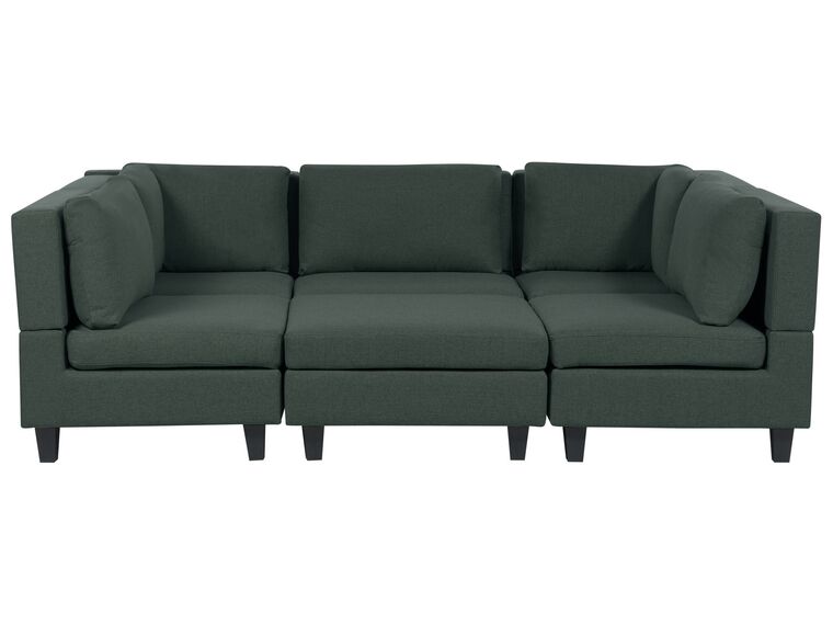 5-Seater Modular Fabric Sofa with Ottoman Dark Green UNSTAD_893415