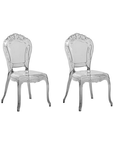 Conjunto de 2 sillas de comedor negro/transparente VERMONT