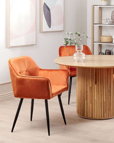 Set of 2 Velvet Dining Chairs Orange JASMIN 