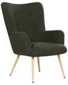 Boucle Wingback Chair with Footstool Dark Green VEJLE II_901576