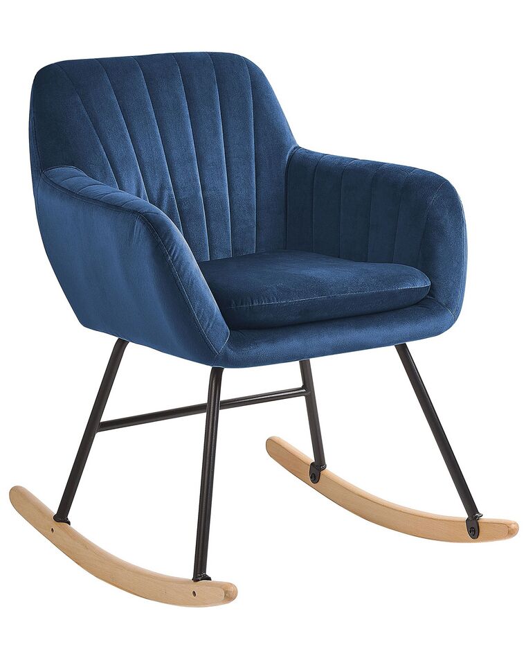 Cadeira de baloiço em veludo azul marinho LIARUM_800182