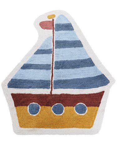Tapis enfant avec motif de bateau en coton multicolore 105 x 120 cm SPETI