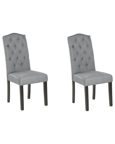 Lot de 2 chaises en tissu capitonné gris SHIRLEY 