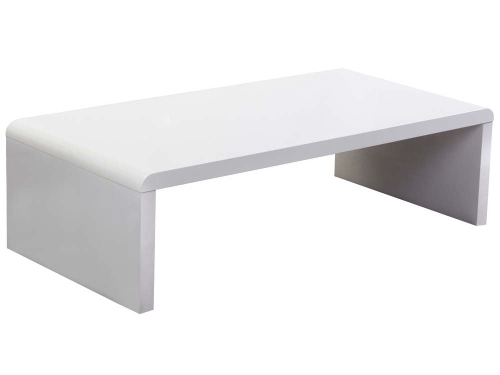 Tavolino moderno a forma di S in finitura bianco lucido
