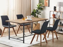 Ruokapöytä tumma puu/musta 160 x 80 cm SARITAS Ruokapöytä tumma puu/musta 160 x 80 cm SARITAS