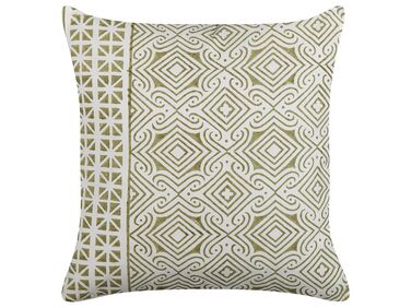 Cotton Cushion Oriental Pattern 45x45 cm Green and White LARICS