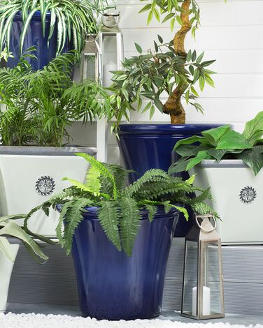 Set of 2 Plant Pots ⌀ 50 cm Navy Blue KOKKINO