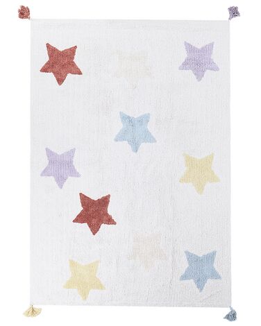Alfombra de algodón multicolor motivo estrellas 140 x 200 cm MEREVI