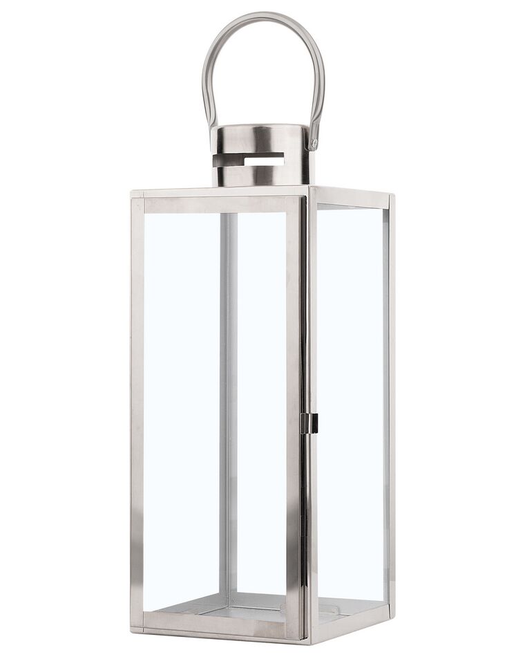 Steel Candle Lantern 34 cm Silver CYPRUS_722997