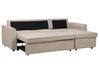 Left Hand Fabric Corner Sofa Bed with Storage Beige NESNA_912753