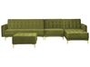5-seters venstrevendt modulær fløyelssofa med fotskammel grønn ABERDEEN_882409