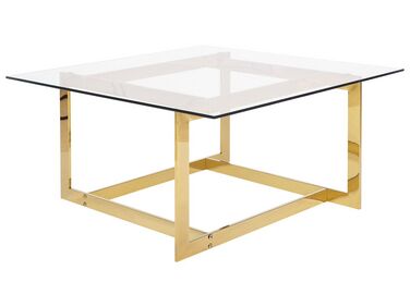 Table basse dorée en verre CRYSTAL