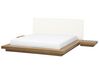 EU Super King Size Waterbed with Bedside Tables Light Wood ZEN_703123