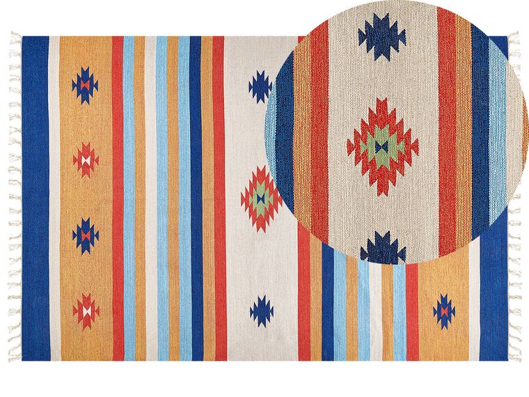 Tapete Kilim em algodão multicolor 200 x 300 cm TARONIK_869909