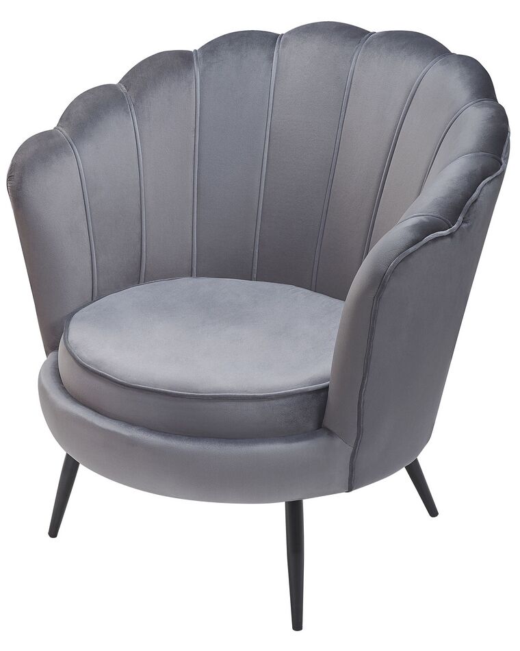 Velvet Armchair Grey LOVIKKA Beliani.co.uk
