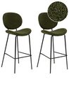 Set of 2 Boucle Bar Chairs Dark Green LUANA_886383