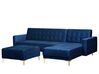 Left Hand Velvet Corner Sofa with Ottoman Navy Blue ABERDEEN_737932