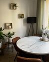 Round Dining Table ⌀ 120 cm White Marble Effect with Black ODEON_863669