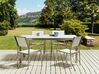 Négyszemélyes márványhatású üveg étkezőasztal fehér székekkel COSOLETO/GROSSETO_881709