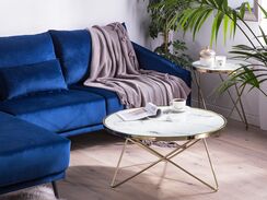 Sohvapöytä metalli marmorikuvio valkoinen/kulta MERIDIAN II Sohvapöytä metalli marmorikuvio valkoinen/kulta MERIDIAN II