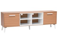 TV-taso 2 kaappia 4 hyllyä vaalea puu/valkoinen ALLOA