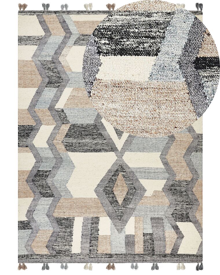 Kelim Teppich Wolle mehrfarbig 160 x 230 cm geometrisches Muster Kurzflor AYGEZARD_859203