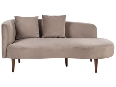 Left Hand Velvet Chaise Lounge Taupe CHAUMONT